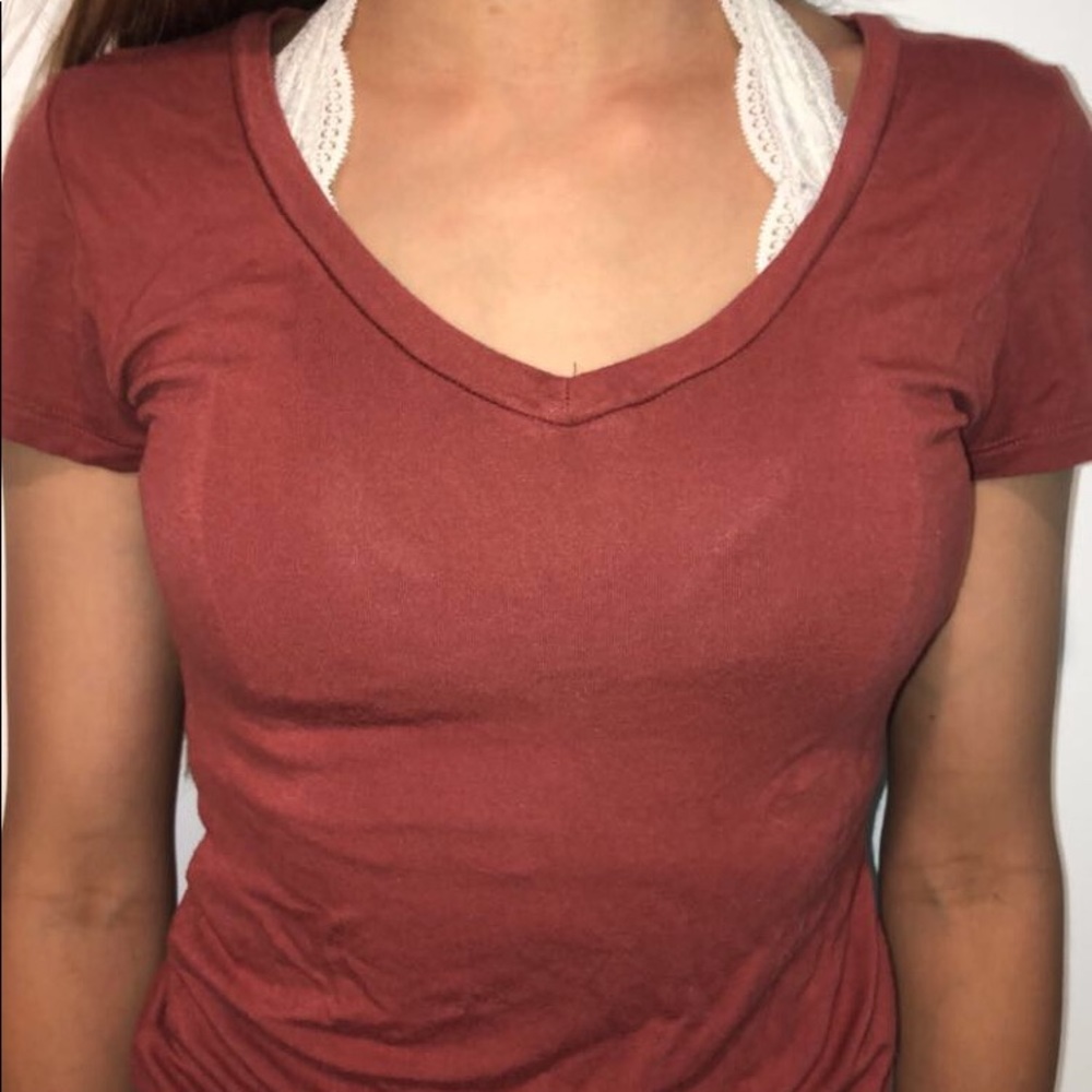 blue lemon name brand v neck tee (women’s)